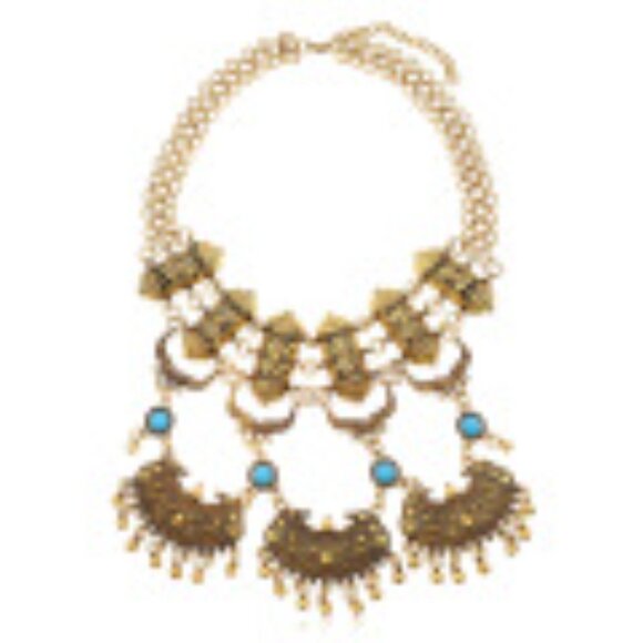 #048 Exaggerated Tassel Necklace Bohemian Ethnic Vintage Turquoise Collarbone - Picture 3 of 4